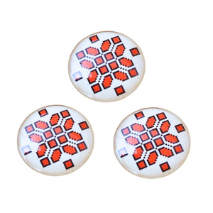 Cabochon din Sticla Transparenta cu Motive Traditionale Taranesti Populare Rotund Romb Cruce X 25 mm