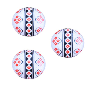 Cabochon din Sticla Transparenta cu Motive Traditionale Taranesti Populare Rotund Ie Camasa Barbateasca 25 mm Romanesti Romaneasca Bijuterii