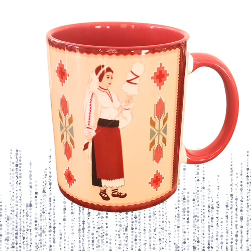 Cana de Apa Ceramica Motive Traditionale Taranesti Populare Romanesti Romania Tarancuta cu Fuior romanesc Populara taraneasca