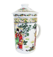 Încărcați imaginea în Galerie, Cana de Ceai cu Infuzor Sita si Capac din Ceramica Portelanata China Fine Porcelain Gheisa Garden