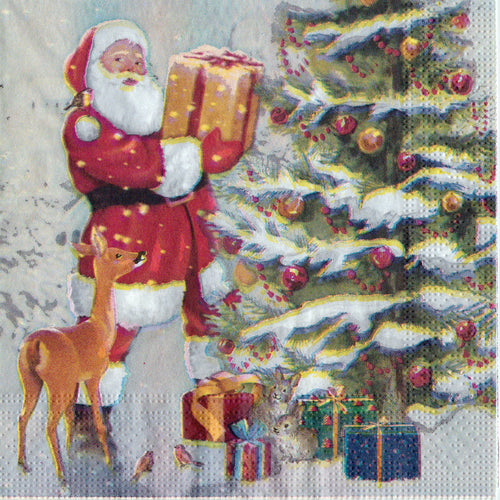 Servetel de Colectie Craciun pentru Tehnica Decoupage Caprioara langa Brad 33x33 cm