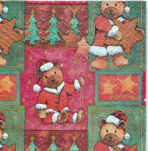 Servetel de Colectie Craciun pentru Tehnica Decoupage Colectionari Colaj de Ursuleti Iarna 33x33 cm