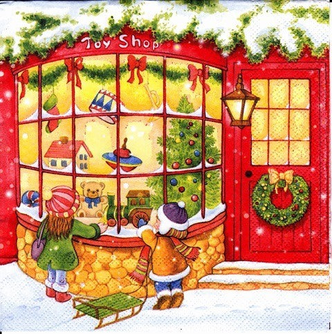 Servetel de Colectie Craciun pentru Tehnica Decoupage Colectionari Magazinul Jucariilor 33x33 cm