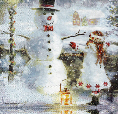 Servetel de Colectie Craciun pentru Tehnica Decoupage Colectionari Te Iubesc Omule de Zapada 33x33 cm