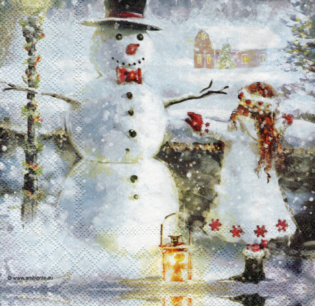 Servetel de Colectie Craciun pentru Tehnica Decoupage Colectionari Te Iubesc Omule de Zapada 33x33 cm
