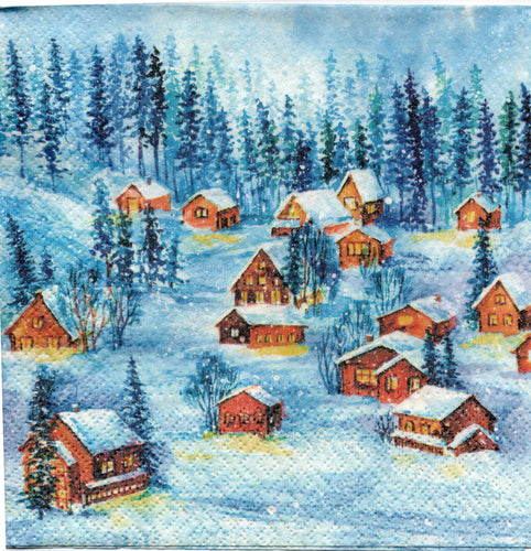 Servetel de Colectie Craciun Iarna Albastra33.00X33.00 cm