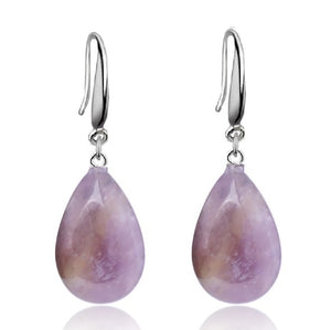 Bijuterii Set de Cercei Atarnatori Cabochon Lacrima Piatra Semipretioasa Ametist Mov Purple 3D Pietre semipretioase