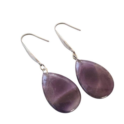Bijuterii Set de Cercei Atarnatori Cabochon Lacrima Piatra Semipretioasa Ametist Mov Purple 3D