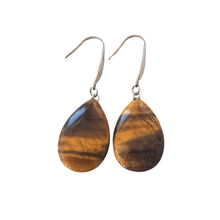 Încărcați imaginea în Galerie, Bijuterii Set de Cercei Atarnatori Cabochon Lacrima Piatra Semipretioasa Ochi de Tigru Maro 3D tiger eye pietre semipretioase