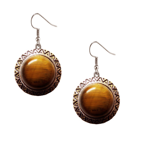 Bijuterii Set de Cercei Atarnatori Cabochon Rotund din Piatra Semipretioasa Ochi de Tigru X