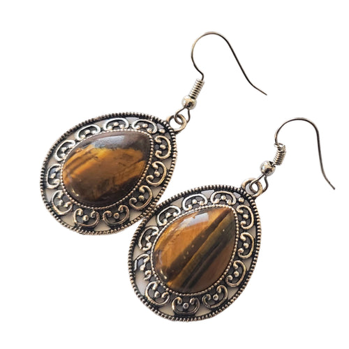 Bijuterii Set de Cercei Atarnatori Cabochon Lacrima Piatra Semipretioasa Ochi de Tigru Lacrima