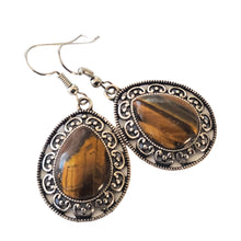 Încărcați imaginea în Galerie, Bijuterii Set de Cercei Atarnatori Cabochon Lacrima Piatra Semipretioasa Carneol Ochi de Tigru Lacrima cadou doamne femei ziua mamei