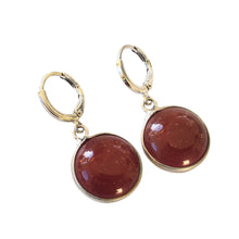 Încărcați imaginea în Galerie, Bijuterii Set de Cercei Atarnatori Cabochon Rotund din Piatra Semipretioasa Carneol Caramiziu Rosu Rotund Montura pietre semipretioase
