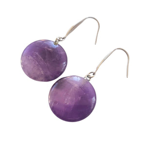 Bijuterii Set de Cercei Atarnatori Cabochon Rotund din Piatra Semi-Pretioasa Ametist Mov Purple 20 mm pietre semipretioase