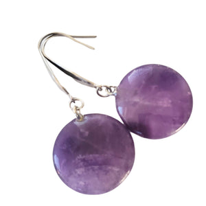 Bijuterii Set de Cercei Atarnatori Cabochon Rotund din Piatra Semi-Pretioasa Ametist Mov Purple 20 mm cadou doamne femei
