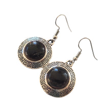 Încărcați imaginea în Galerie, Bijuterii Set de Cercei Atarnatori Cabochon Rotund din Piatra Semipretioasa Ochi de Tigru Reach mantura matelica baza 18x18 mm