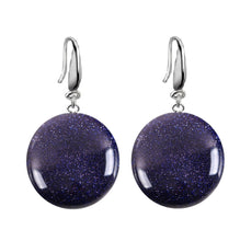 Încărcați imaginea în Galerie, Bijuterii Set de Cercei Atarnatori Cabochon Rotund din Piatra Semi-Pretioasa Piatra Lunii 20 mm