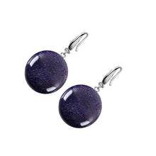 Încărcați imaginea în Galerie, Bijuterii Set de Cercei Atarnatori Cabochon Rotund din Piatra Semi-Pretioasa Piatra Lunii 20 mm argint tibetan pietre semipretioase