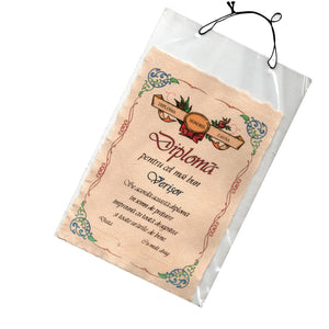 Diploma Personalizata Pergament Cadou cu Mesaj Dedicatie pentru Cel Mai Bun Verisor 21 cm Aniversare Urare la multi ani