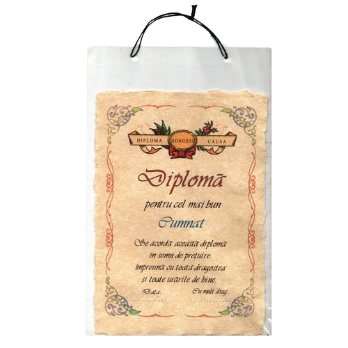 Diploma Personalizata Pergament Cadou cu Mesaj Dedicatie pentru Cel Mai Bun Cumnat 21 cm