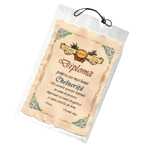 Diploma Personalizata Pergament Cadou cu Mesaj Dedicatie pentru Cea Mai Buna Chelnerita 21 cm