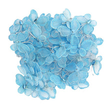 Încărcați imaginea în Galerie, Fluturi din Saten Tul Organza cu Strasuri Decorativi Cocarde Accesorii Lipit Cusut Albastru Turcoaz Bleu Set 10 buc