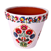 Încărcați imaginea în Galerie, Ghiveci Flori Ceramica Motiv Traditional Taranesti Etnice Multicolore Poloneze Polska Folk 17.50 cm Diametru