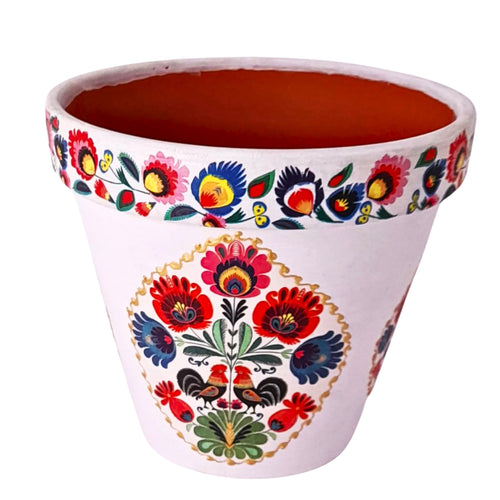 Ghiveci Flori Ceramica Motiv Traditional Taranesti Etnice Multicolore Poloneze Polska Folk 17.50 cm Diametru