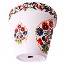 Încărcați imaginea în Galerie, Ghiveci Flori Ceramica Motiv Traditional Taranesti Etnice Multicolore Poloneze Polska Folk 17.50 cm Diametru etnice