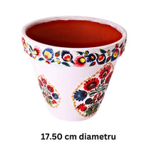 Încărcați imaginea în Galerie, Ghiveci Flori Ceramica Motiv Traditional Taranesti Etnice Multicolore Poloneze Polska Folk 17.50 cm Diametru
