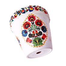 Încărcați imaginea în Galerie, Ghiveci Flori Ceramica Motiv Traditional Taranesti Etnice Multicolore Poloneze Polska Folk 17.50 cm Diametru