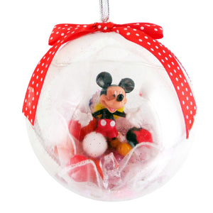 Glob de Craciun Brad Pom pentru Copii cu Figurina Disney Mickey Mouse Rosu de 14 cm