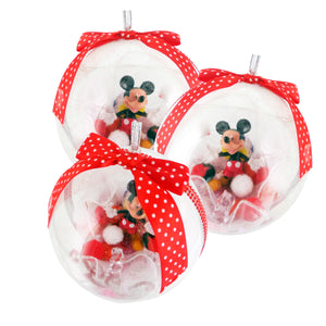 Glob de Craciun Brad Pom pentru Copii cu Figurina Disney Mickey Mouse Rosu de 14 cm Buline Clubul lui Mickey Mouse
