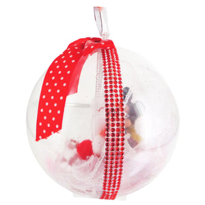 Glob de Craciun Brad Pom pentru Copii cu Figurina Disney Mickey Mouse Rosu de 14 cm cu Strasuri