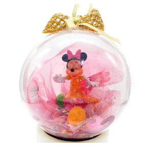 Glob de Craciun Brad Pom pentru Copii cu Figurina Disney Minnie Mouse Portocalie 14 cm Orange