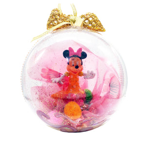 Glob de Craciun Brad Pom pentru Copii cu Figurina Disney Minnie Mouse Portocalie 14 cm