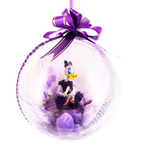Glob de Craciun Brad Pom pentru Copii cu Figurina Disney Clubul lui Mickey Mouse Daisy Duck Mov 14 cm
