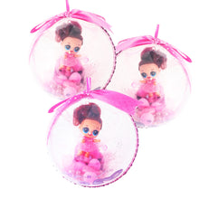 Încărcați imaginea în Galerie, Glob de Craciun Brad Pom pentru Copii cu Figurina Papusile LOL Dolls Surprise Pink Dots 14 cm strasuri buline puncte