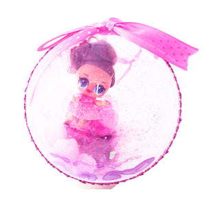 Glob de Craciun Brad Pom pentru Copii cu Figurina Papusile LOL Dolls Surprise Pink Dots 14 cm ornament