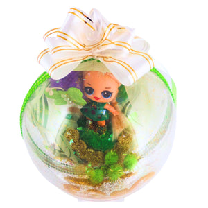 Glob de Craciun Brad Pom pentru Copii cu Figurina Disney Papusile LOL Surprise Green Verde Dots 14 cm cadou