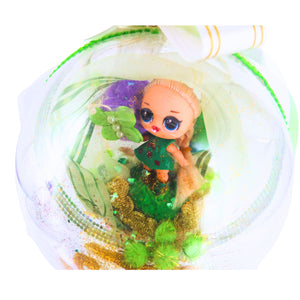 Glob de Craciun Brad Pom pentru Copii cu Figurina Disney Papusile LOL Surprise Green Verde Dots 14 cm verzi