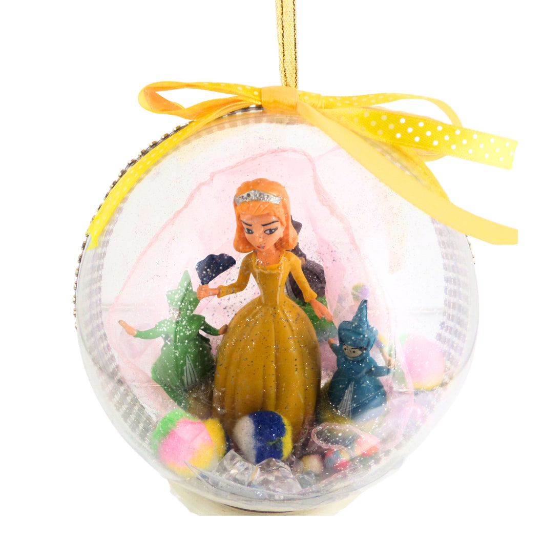 Glob de Craciun Brad Pom pentru Copii cu Figurina Disney Printesa Amber din Sofia the First 16 cm