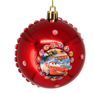 Set Globuri de Craciun Disney pentru Copii Brad Pom Cars Fulger McQueen Metal 4 buc 8 cm Tow matter