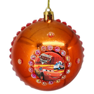 Set Globuri de Craciun Disney pentru Copii Brad Pom Cars Fulger McQueen Metal 4 buc 8 cm Masinute