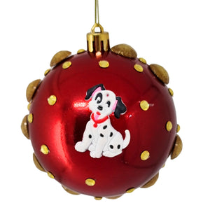 Set Globuri de Craciun Disney pentru Copii Brad Pom Pongo Catelul 101 Dalmatieni 4 buc 8 cm cu Strasuri