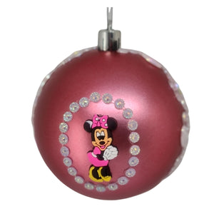 Set Globuri de Craciun Disney pentru Copii Brad Pom Minnie Mouse Pink Happy 4 buc 8 cm Cadou fetite