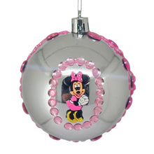 Încărcați imaginea în Galerie, Set Globuri de Craciun Disney pentru Copii Brad Pom Minnie Mouse Pink Happy 4 buc 8 cm cadou sarbatori