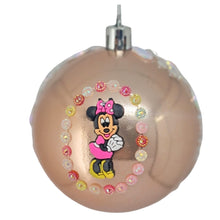 Încărcați imaginea în Galerie, Set Globuri de Craciun Disney pentru Copii Brad Pom Minnie Mouse Pink Happy 4 buc 8 cm cu strasuri si perle