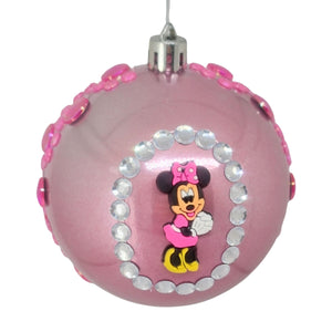 Set Globuri de Craciun Disney pentru Copii Brad Pom Minnie Mouse Pink Happy 4 buc 8 cm Clubul lui Mickey Mouse