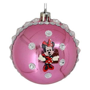 Set Globuri de Craciun Disney pentru Copii Brad Pom Minnie Mouse Red Happy 4 buc 8 cm Roz
